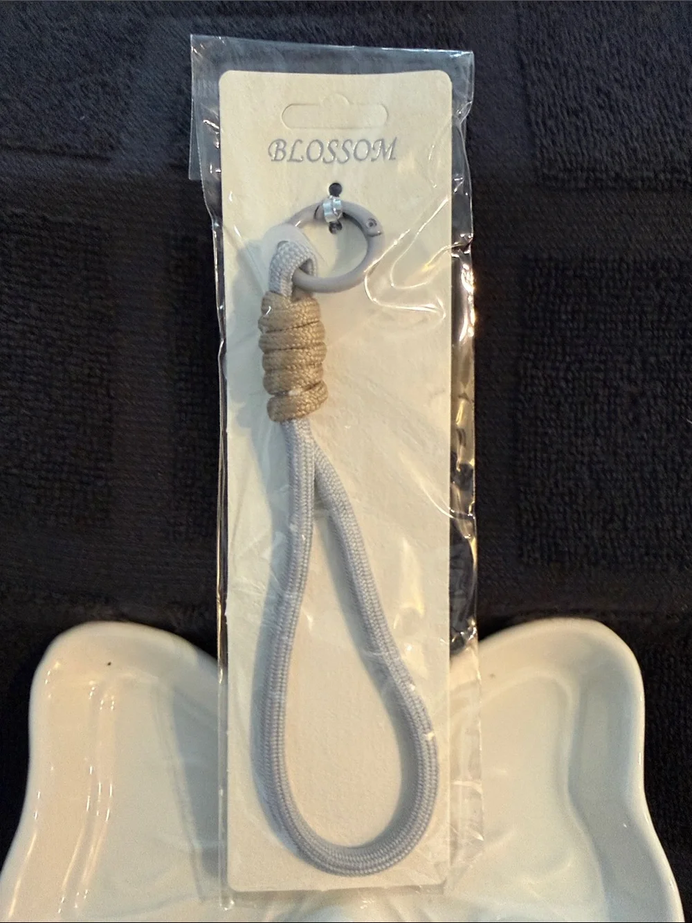 Gray & Tan Key Loop Keychain Holder